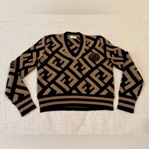 Fendi brown/black FF Logo Knit Sweater